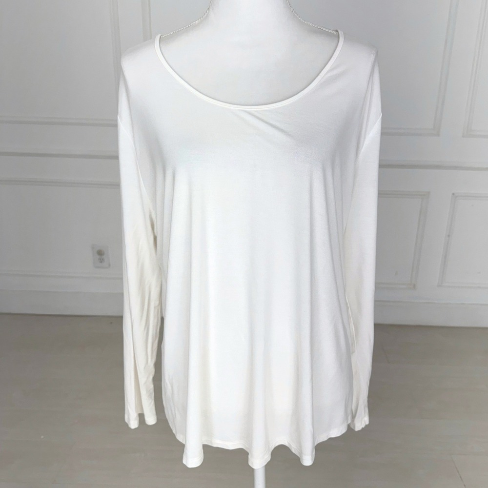 Soma‎ Cool Nights Pajama Top Women XXL White Long Sleeve Scoop Neck Relaxed Fit